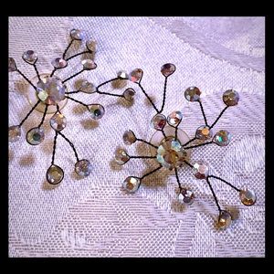 AURORA BOREALIS CRYSTAL PIERCED CLIMBER EARRINGS